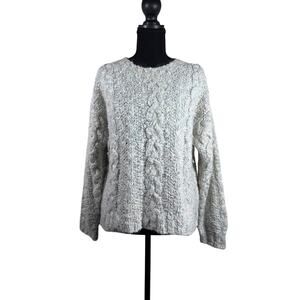 Boundary Waters Womens Medium Cable Knit Sweater Blue Gray Vintage Cozy Pullover